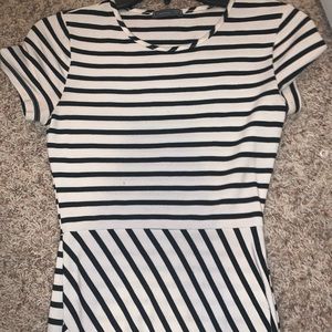 Size XS black and white striped dress with slit